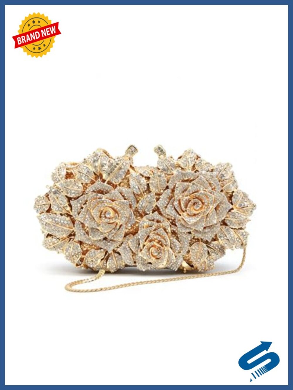 Crystal Rose Clutch Rhinestone Evening Bag Floral Wedding Purse
